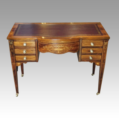 Edwardian inlaid rosewood writing table