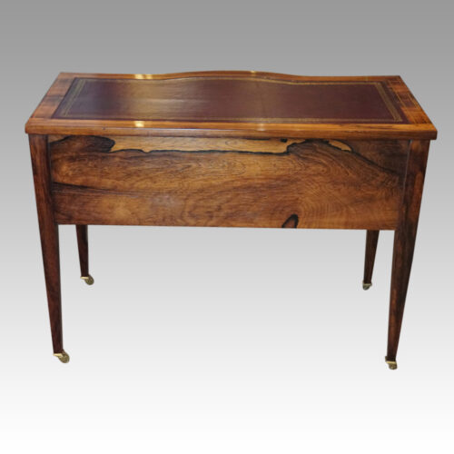 Edwardian inlaid rosewood writing table rear
