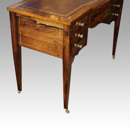 Edwardian inlaid rosewood writing table side
