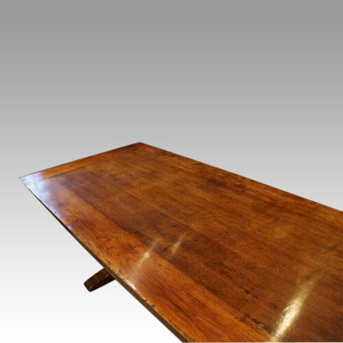 Edwardian oak refectory table angle top