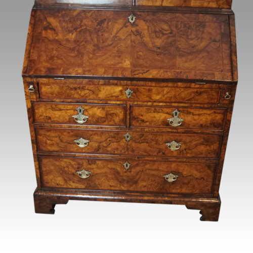 George I walnut double dome bureau bookcase base