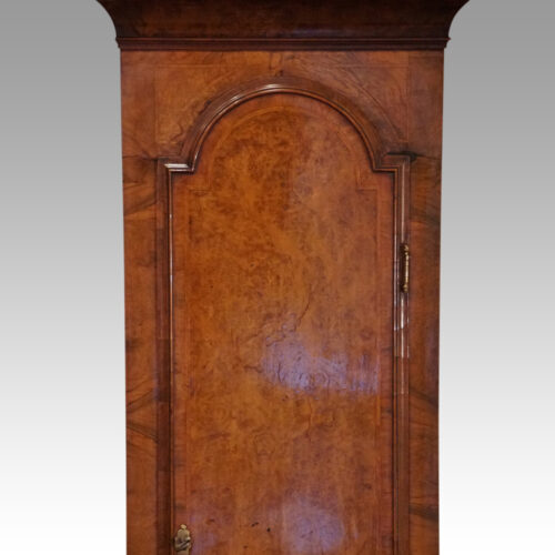 George III walnut longcase clock by Bentley London door