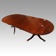 Georgian style mahogany twin pillar dining table at angle