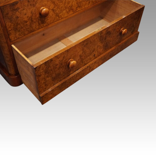 Victorian burr walnut chest of drawers bottom deep drawer