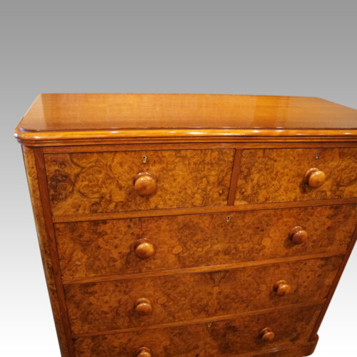 Victorian burr walnut chest of drawers front