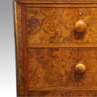 Victorian burr walnut chest of drawers front details