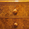 Victorian burr walnut chest of drawers knob detail