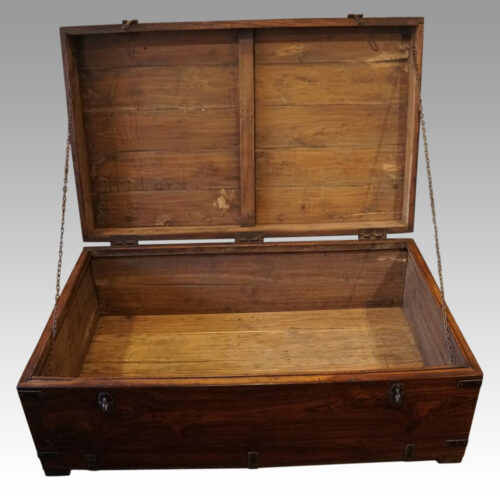 Victorian iron bound military chest interior