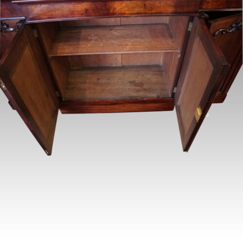 Victorian mahogany breakfront sideboard cupboard interior