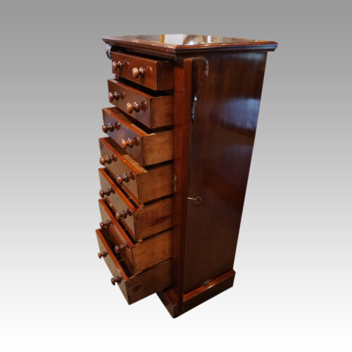 Victorian mahogany small Wellington chest side open drawers