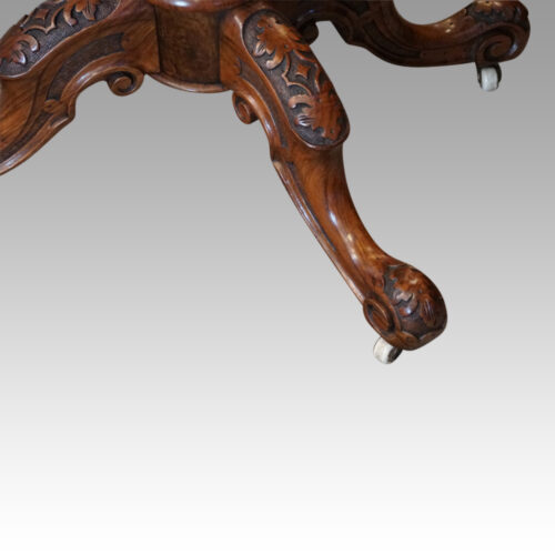 Victorian shaped demi lune card table leg detail