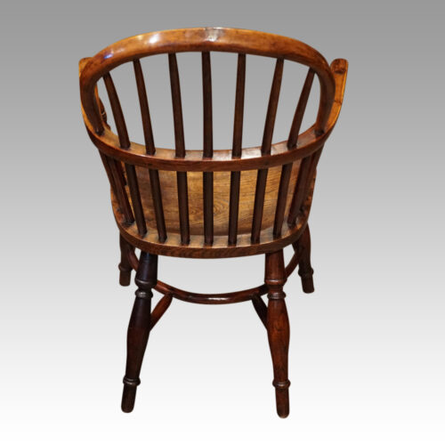 19thc childs yew Windsor chair rear