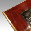 Antique brass mounted mahogany desk brass corner