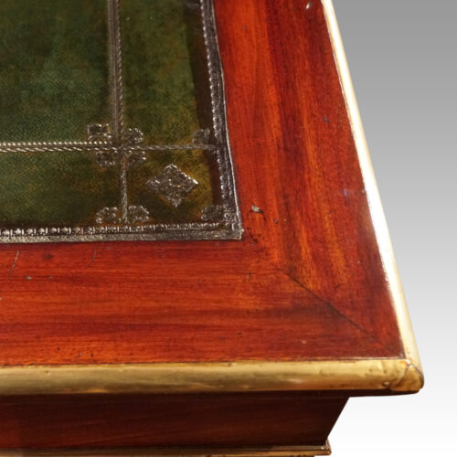 Antique brass mounted mahogany desk corner