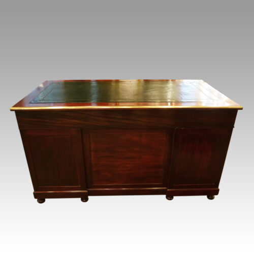 Antique brass mounted mahogany desk rear
