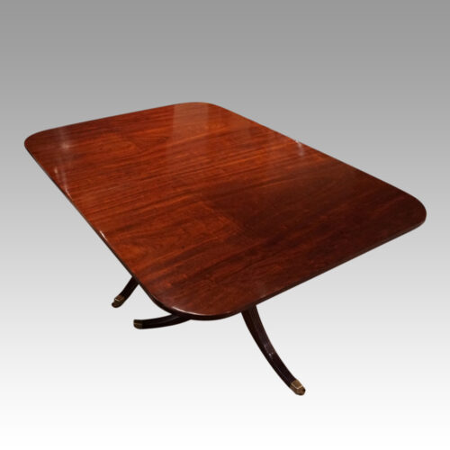 Antique mahogany twin pillar dining table no leaves