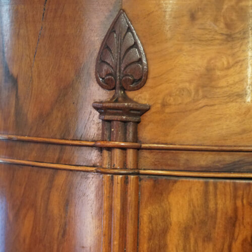 Antique walnut cylinder cabinet carving