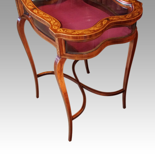 Edwardian inlaid bijouterie cabinet angle
