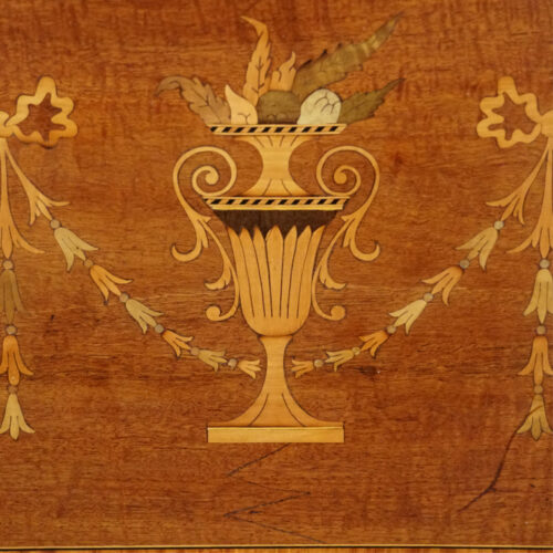 Edwardian inlaid bureau bookcase urn