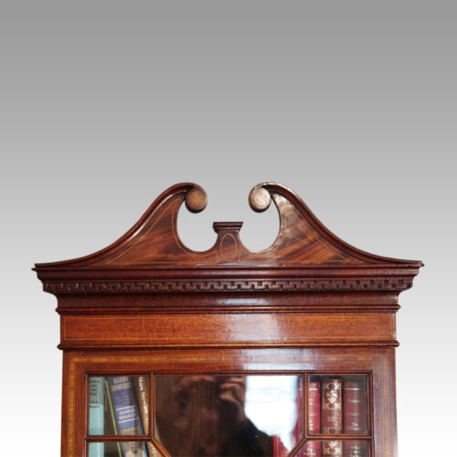 Edwardian inlaid narrow bookcase cornice