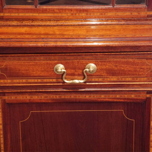 Edwardian inlaid narrow bookcase drawer