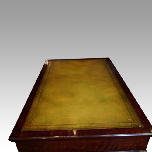 Edwardian mahogany pedestal desk leather