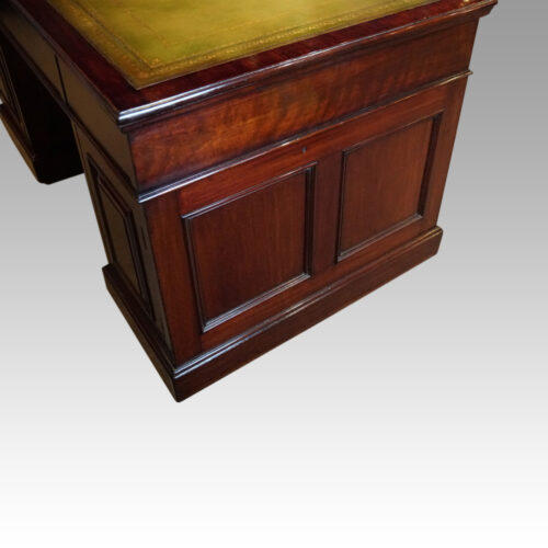 Edwardian mahogany pedestal desk panel side