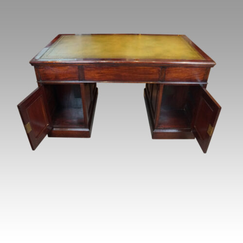 Edwardian mahogany pedestal desk rear cupboards
