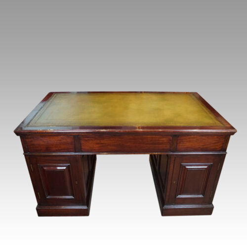 Edwardian mahogany pedestal desk rear doors