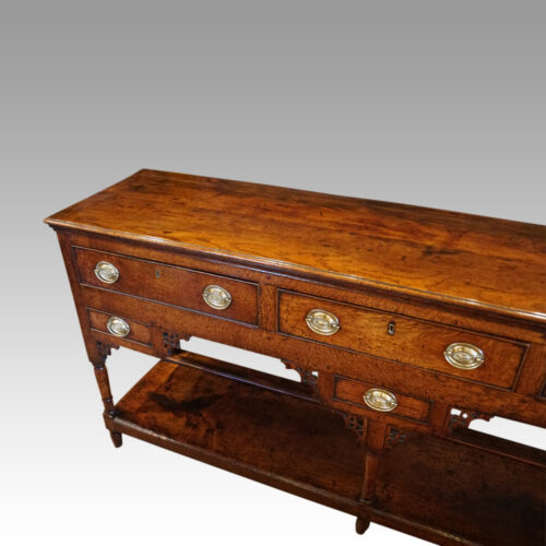 George III oak pot board dresser base angle