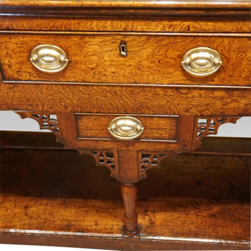 George III oak pot board dresser base drawer front