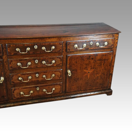 Georgian oak inlaid dresser base end