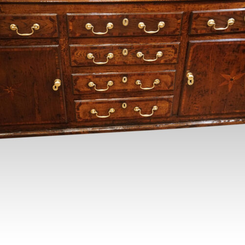 Georgian oak inlaid dresser base front