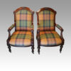Pair of Victorian mahogany easy armchairs