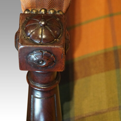 Pair of Victorian mahogany easy armchairs front arm