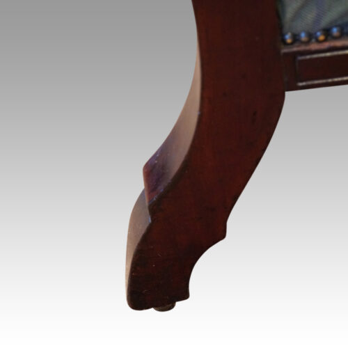 Pair of Victorian mahogany easy armchairs stepped back leg