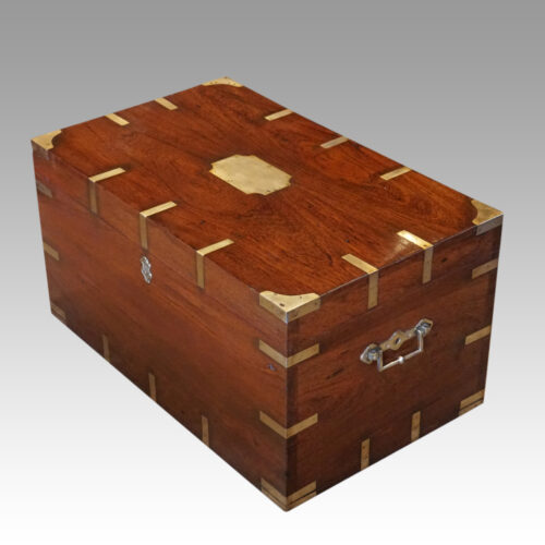 Victorian brass bound trunk angle