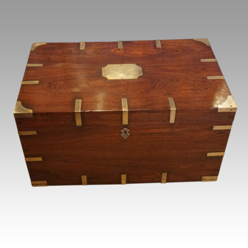 Victorian brass bound trunk front