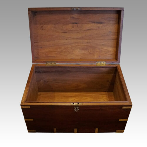 Victorian brass bound trunk interior