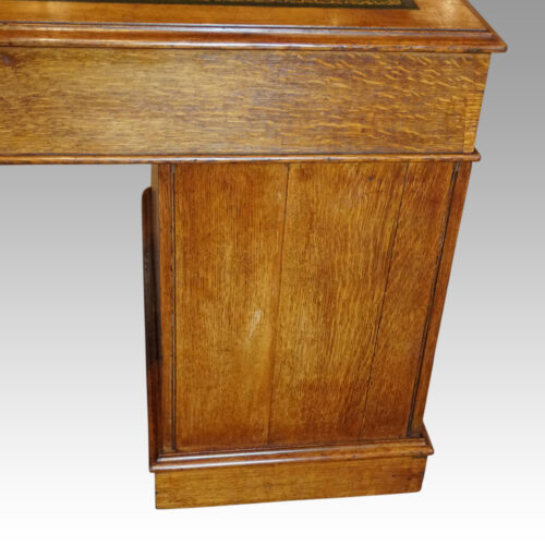 Victorian oak pedestal desk rear pedestal