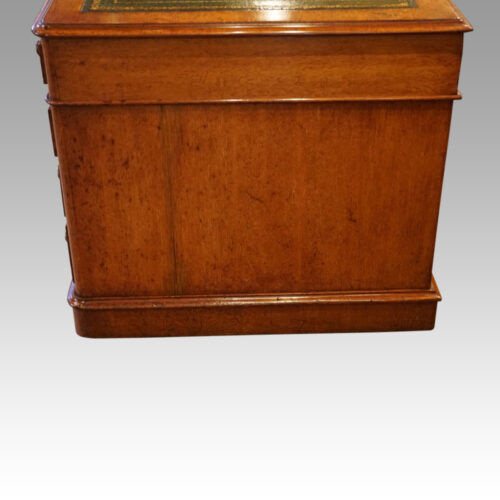 Victorian oak pedestal desk side view
