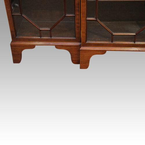 Edwardian mahogany breakfront bookcase bracket feet