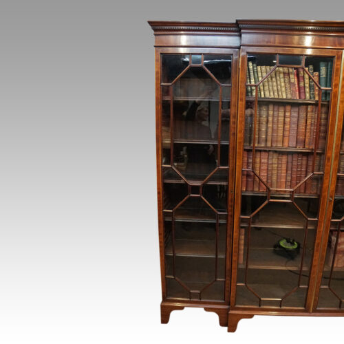 Edwardian mahogany breakfront bookcase end cabinet