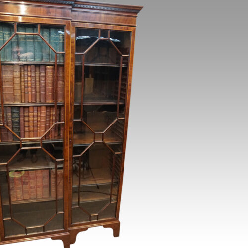 Edwardian mahogany breakfront bookcase glazing