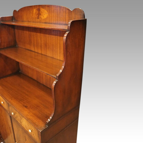 George V mahogany waterfall bookcase at angle