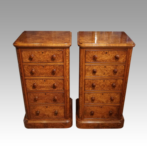Pair of Victorian walnut bedside chests