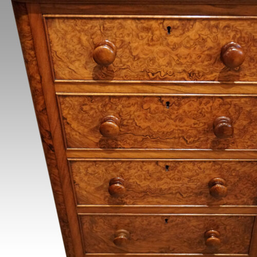 Pair of Victorian walnut bedside chests drawer front