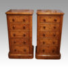 Pair of Victorian walnut bedside chests front
