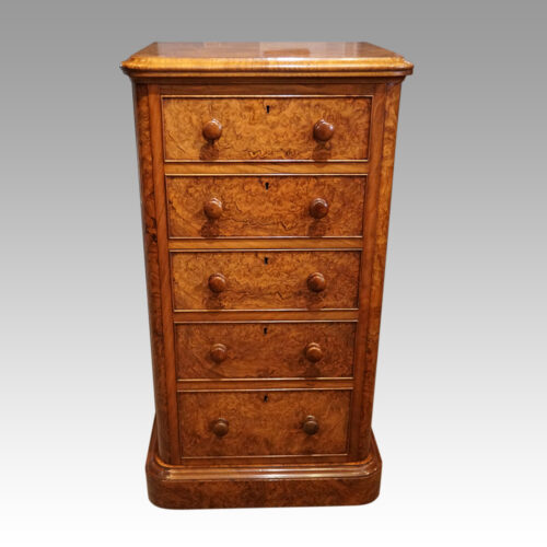 Pair of Victorian walnut bedside chests front view