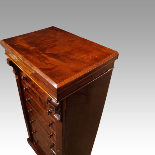 Victorian mahogany Wellington chest angle